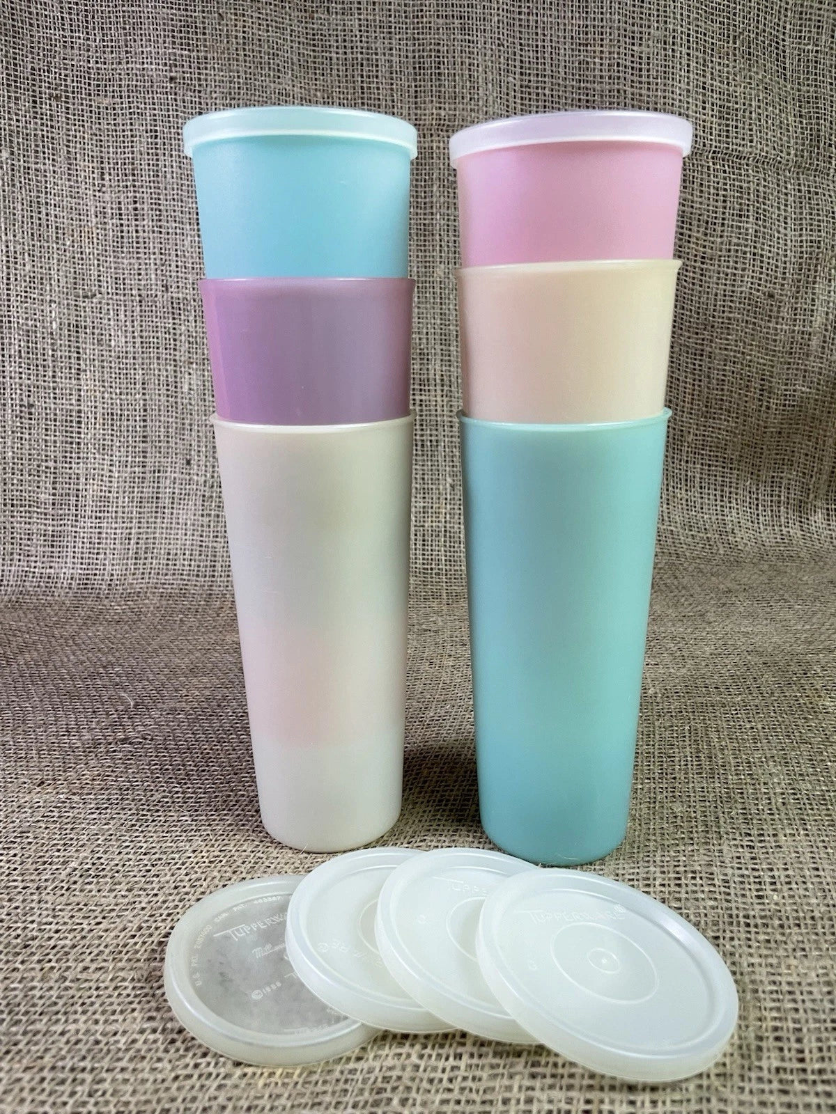 Vintage~Lot of 6 Tupperware 16 oz Pastel Colors #107 Tumblers w/Lids USA | eBay