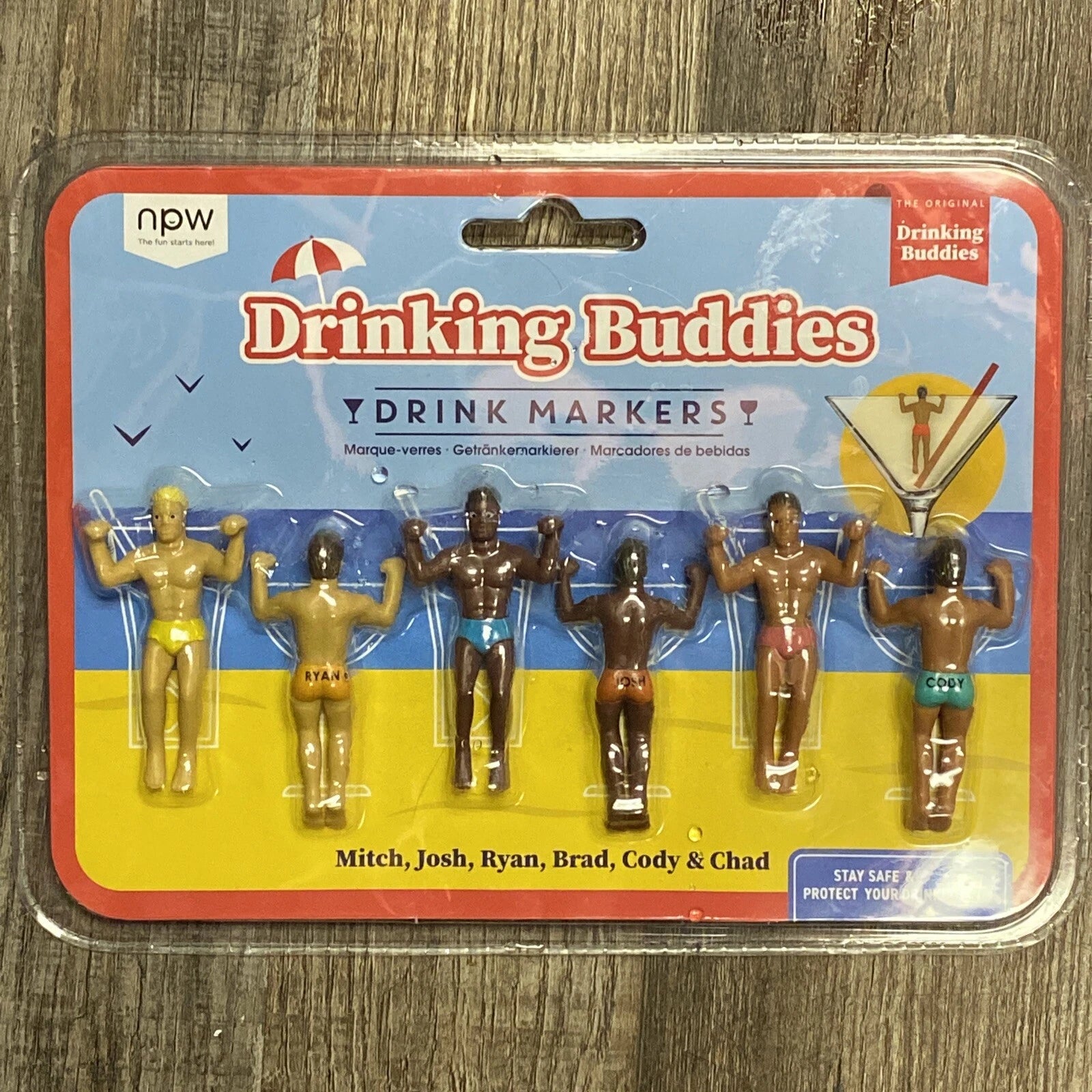 Drinking Buddies Drink Markers Hanging Men Set of 6 Cocktail Gag Gift | eBay