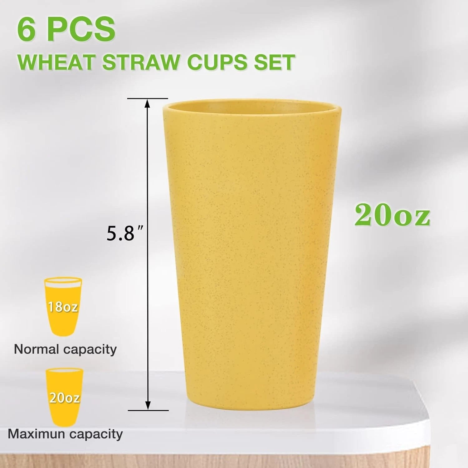 Mfacoy Wheat Straw Cups Set of 6, 20 oz Unbreakable 20 OZ, [Multiple] | eBay