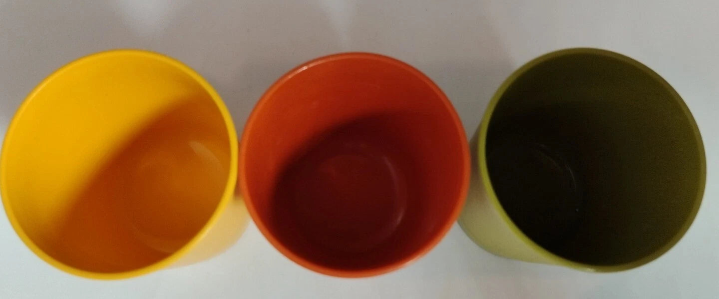 Vintage 3 TUPPERWARE Juice Tumbler 1251 Stackable Yellow, Olive Green, Orange | eBay