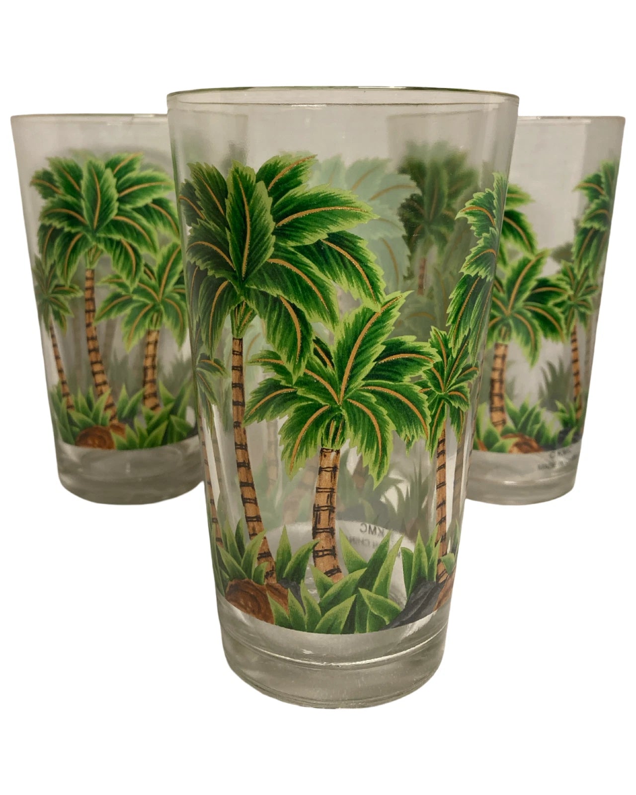 Six Tumbler Clear Glass with Palm Trees Design Acrylic 5.7" tall Set of 6 bundle | eBay