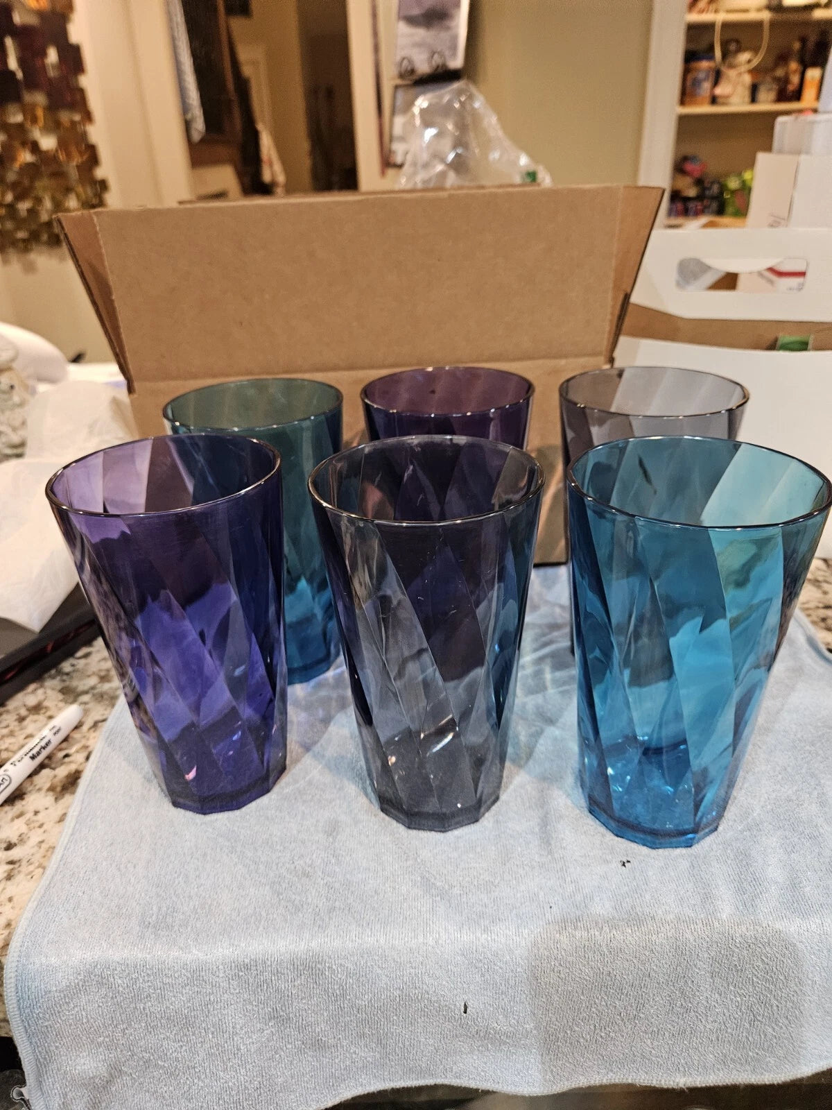 Optix Plastic Reusable Drinking Glasses set Of 6 20oz Water Cups In Coastal Co | eBay