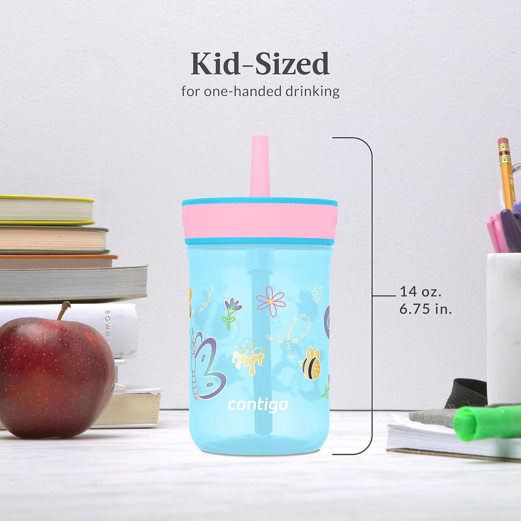 Contigo Leighton Kids Plastic 14oz (Pack of 2), Blue Raspberry & Azalea | eBay