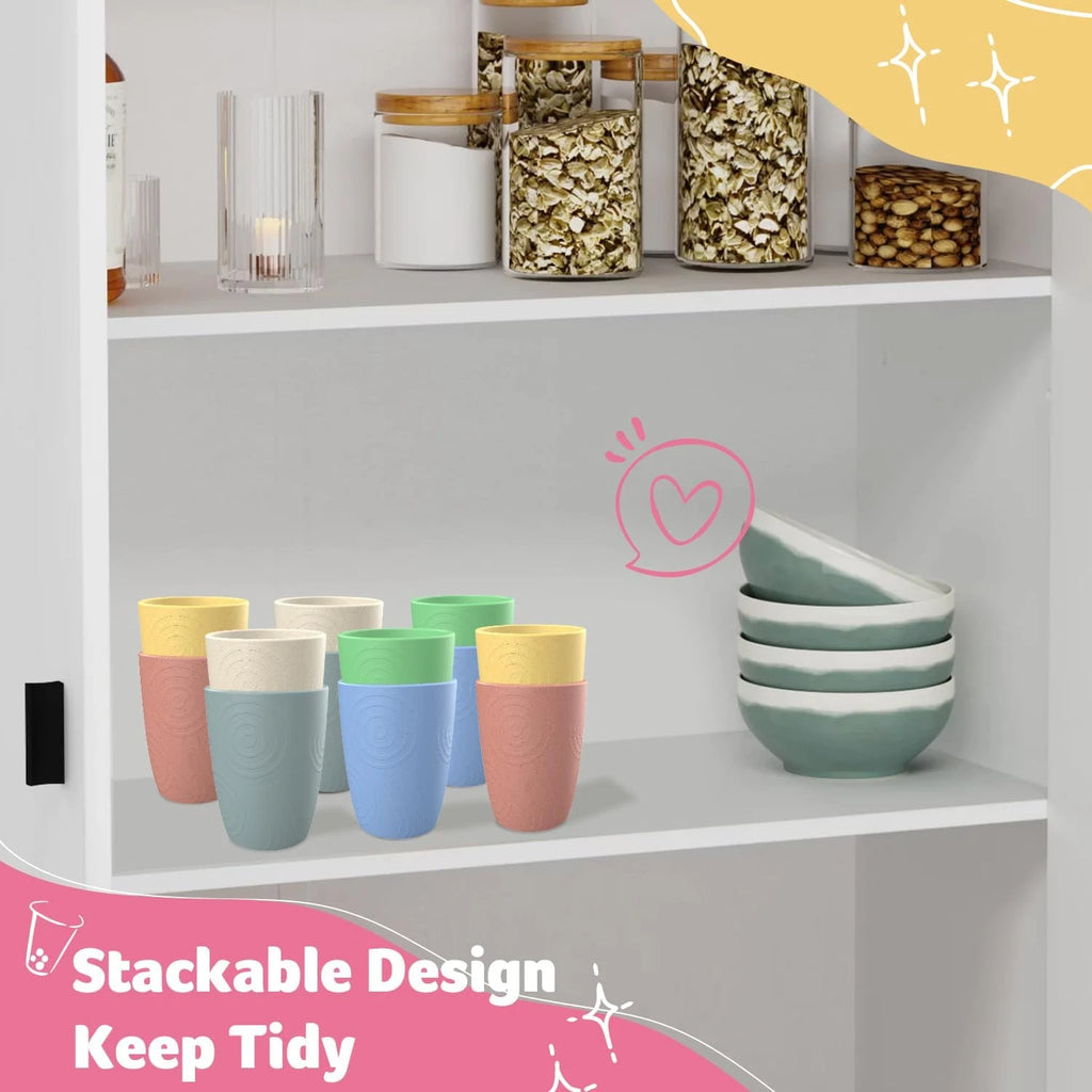 Homienly Wheat Straw Cups Reusable Drinking Glasses- Set of 6 Alternative to Pla | eBay