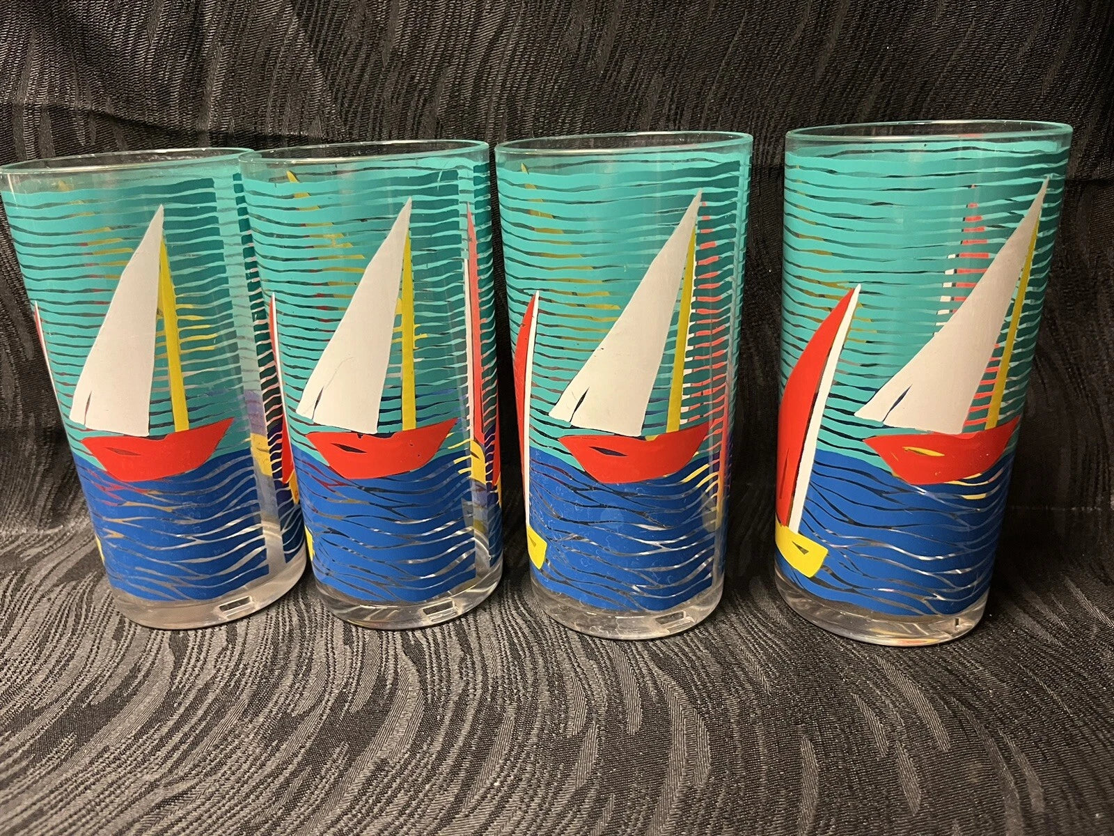 Vtg Set of ( 4 ) 16oz Gucki Stotter Acrylic Tumbler Glasses Sailboats 80s Ocean | eBay