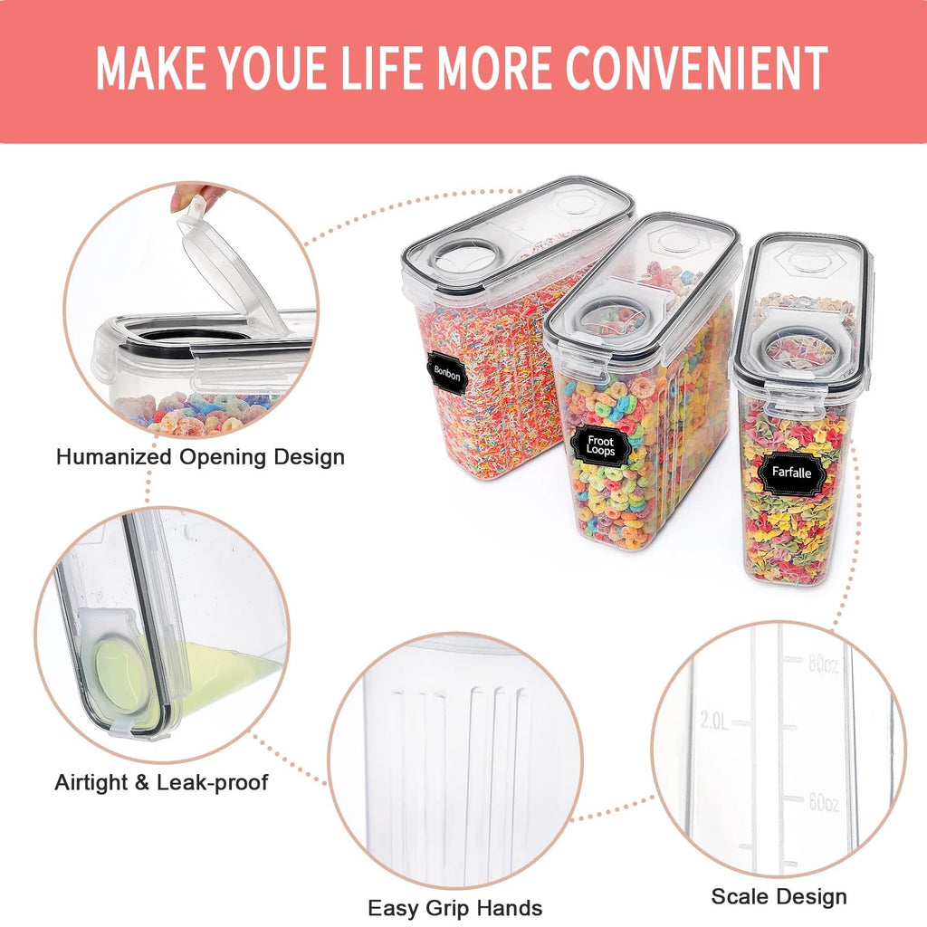 Large Dry Food Storage Containers with Lids, 6PCS Airtight Cereal Containers ... | eBay