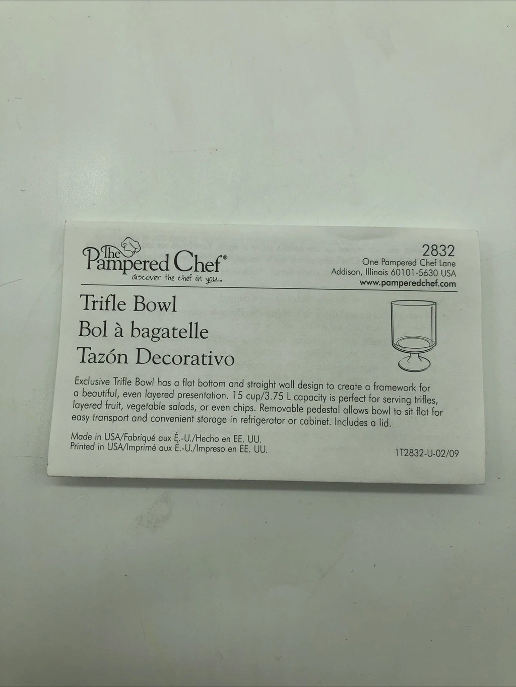 The Pampered Chef Glass Trifle Bowl #2832 Lid & Stand 15 Cup Capacity Retired | eBay