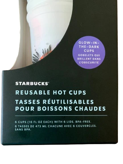 Starbucks Halloween 2022 Glow in the Dark Reusable Hot Cups 16 oz Pack of 6 | eBay