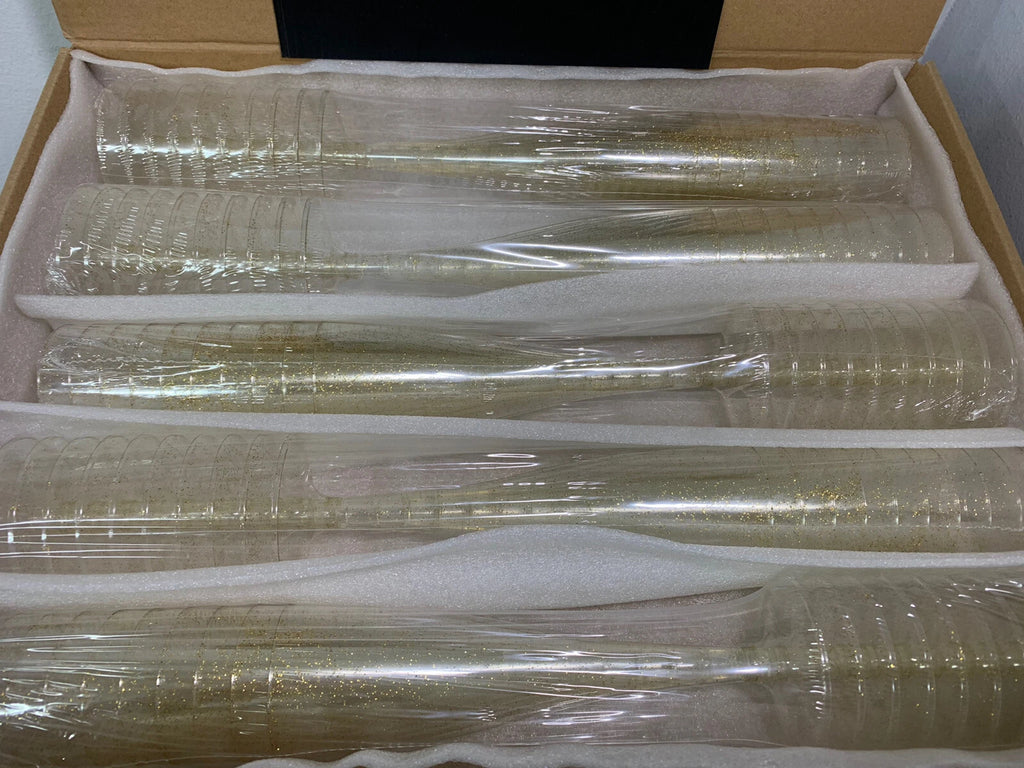 Set Of 50 Disposable Gold Glitter Champagne Flutes, 5oz (130ml) SEALED! FAST! | eBay