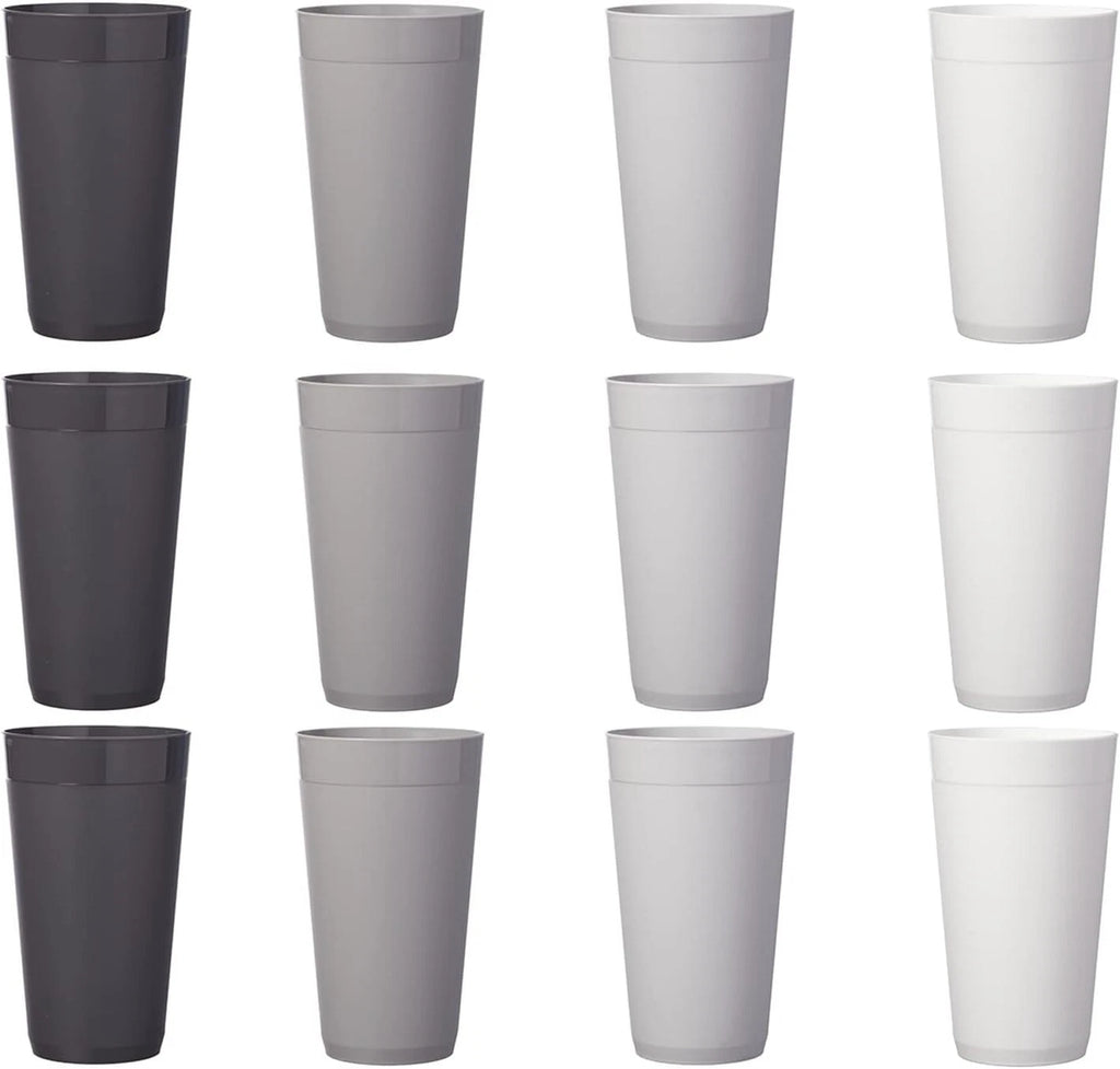 Shatterproof and Dishwasher Safe 20oz Tumblers - Set of 12 Grey Stone Cups | eBay