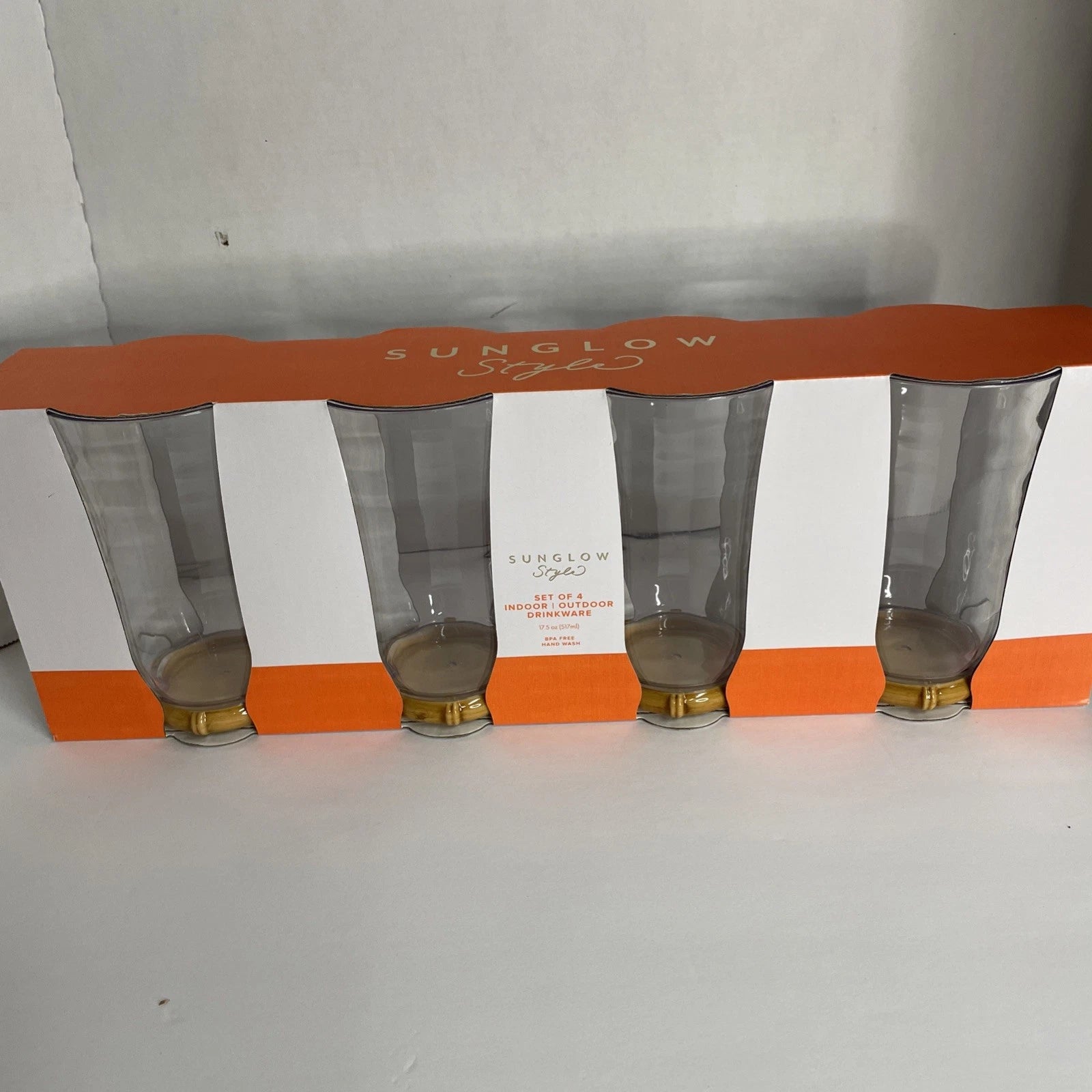 Sunglow Style Set Of 4 Indoor Outdoor Glasses Cups Bamboo 20 Oz NIB | eBay