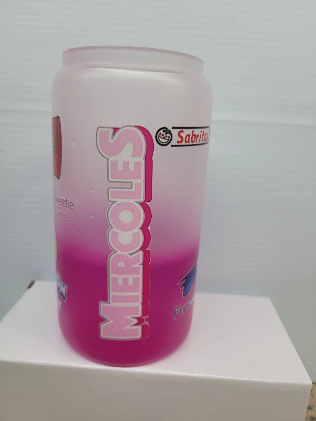 Tiny Toons changing color Glass cup,Bamboo Lid Pink w/C water 16oz.plastic straw | eBay