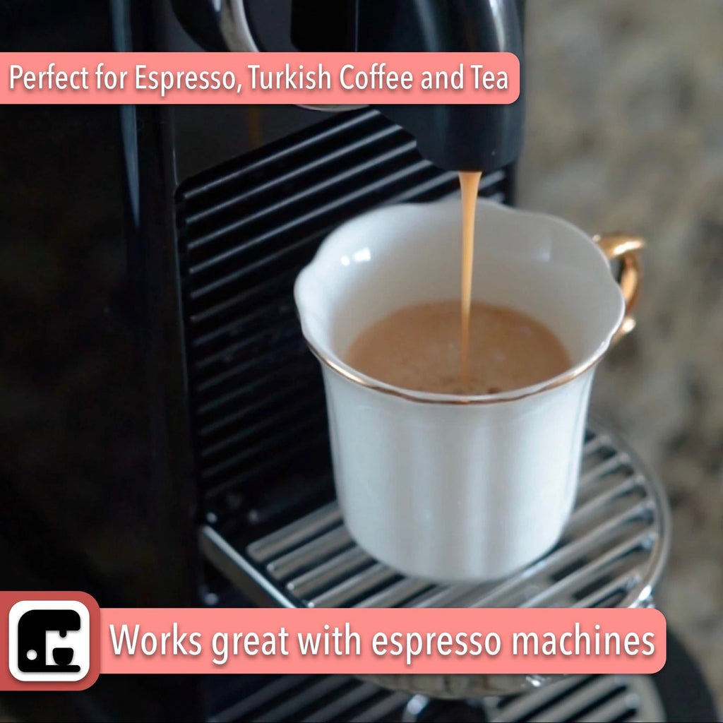 White Porcelain Espresso Cups Set of 6, Gold Trim, Turkish Coffee, Gift Box | eBay