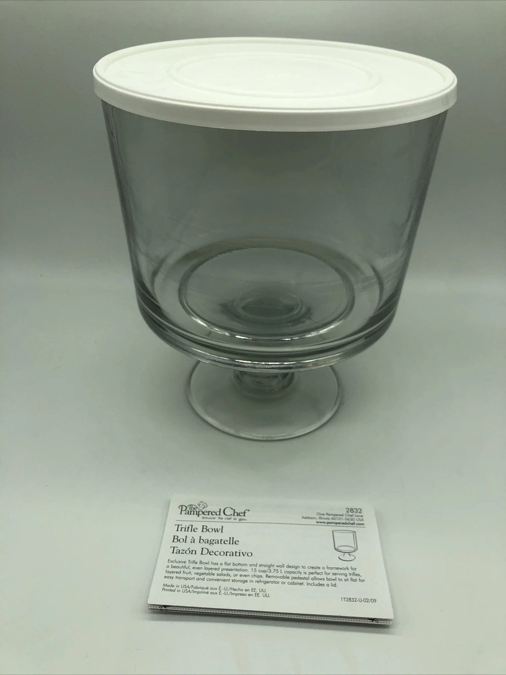 The Pampered Chef Glass Trifle Bowl #2832 Lid & Stand 15 Cup Capacity Retired | eBay