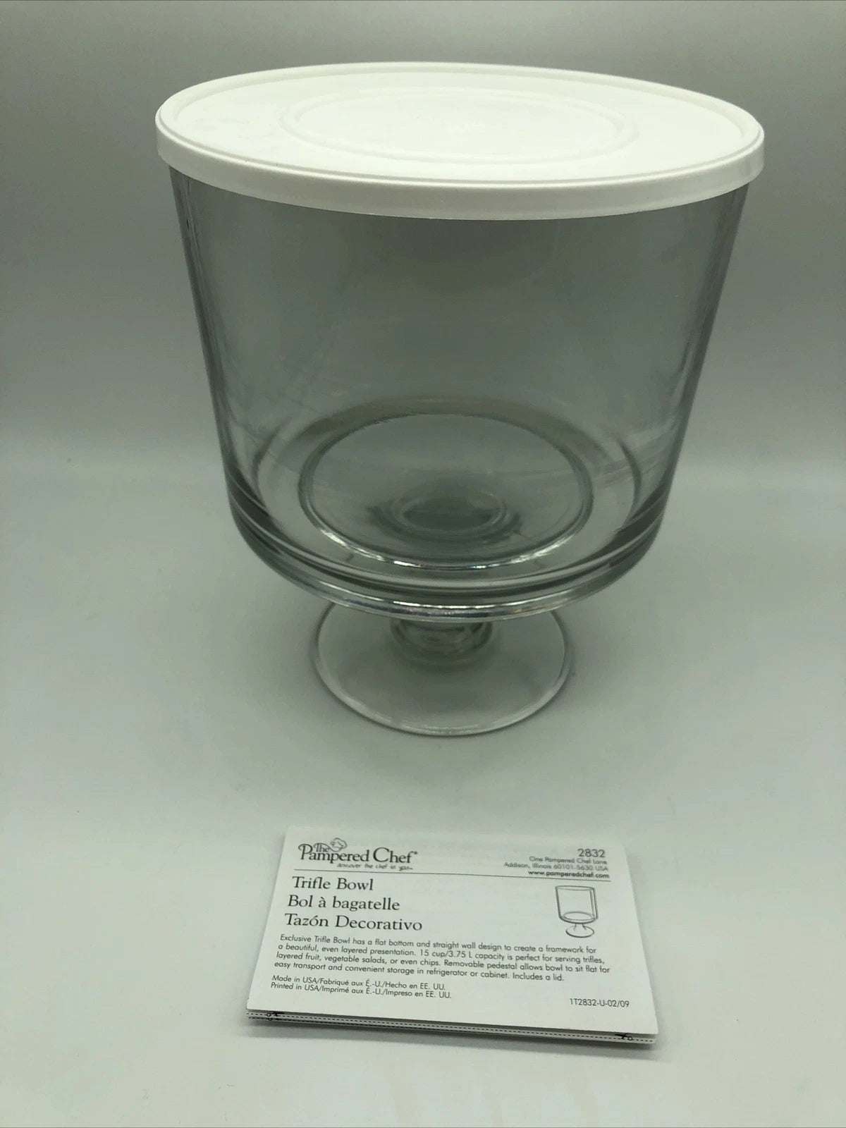 The Pampered Chef Glass Trifle Bowl #2832 Lid & Stand 15 Cup Capacity Retired | eBay