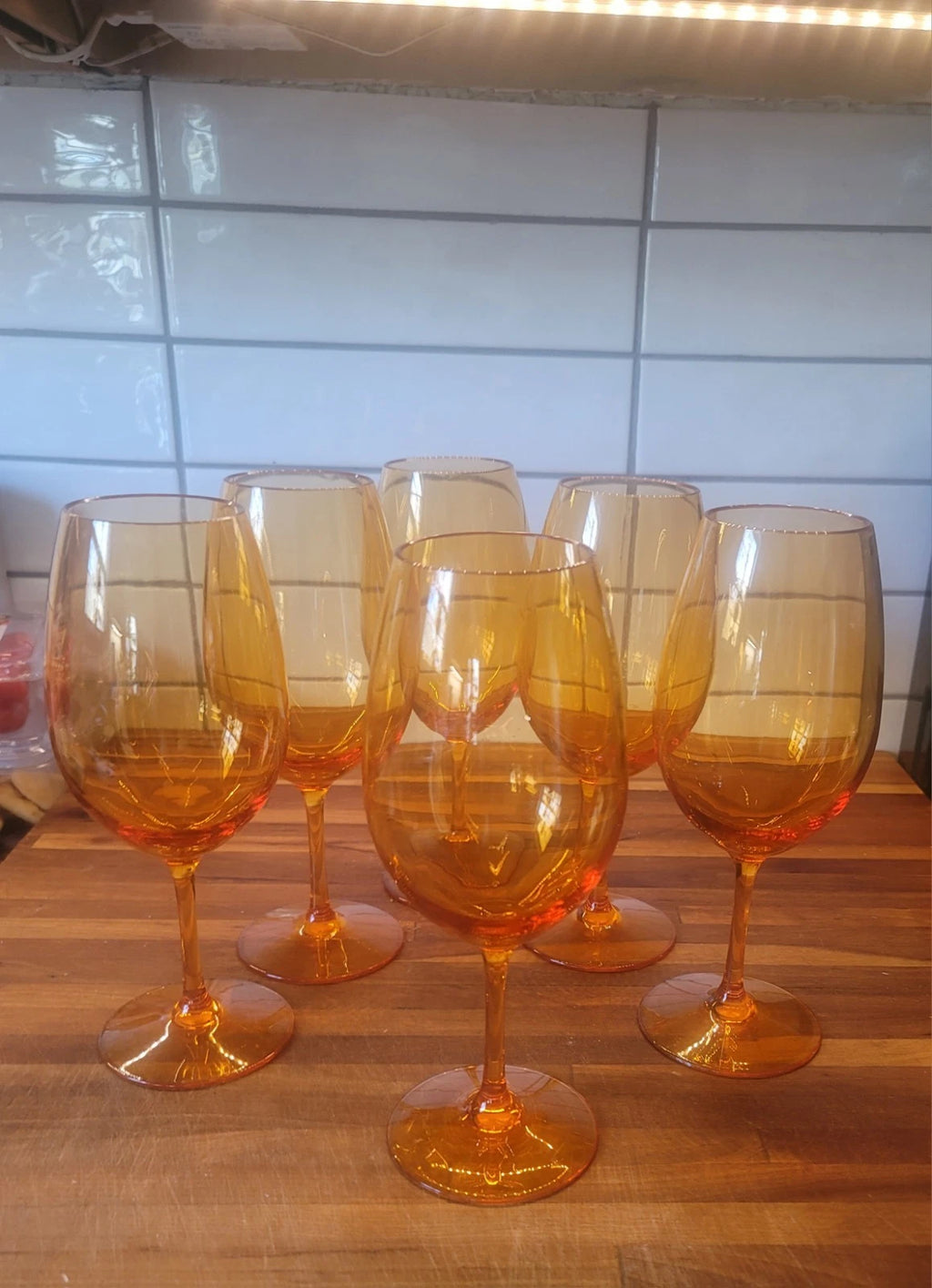 6 Large Plastic Acrylic Wine Glasses Indoor/Outdoor Stemmed Orange | eBay