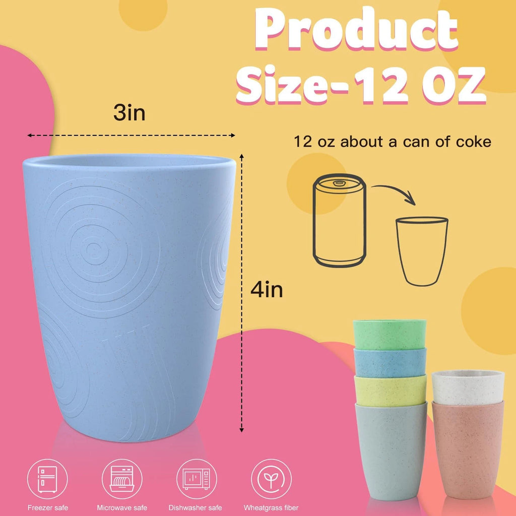 Homienly Wheat Straw Cups Reusable Drinking Glasses- Set of 6 Alternative to Pla | eBay