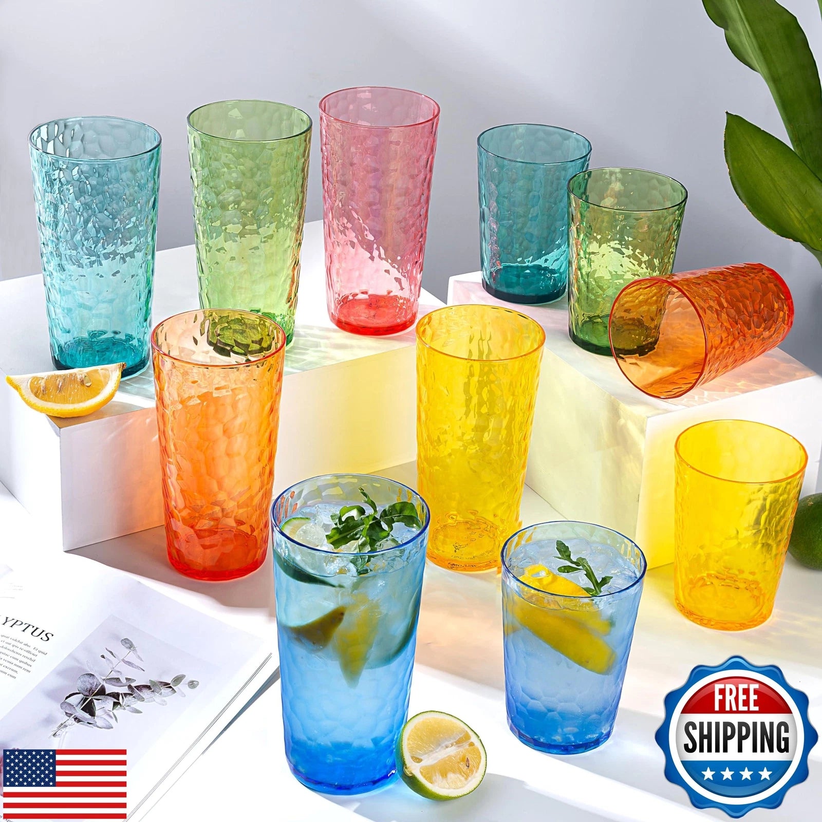 KOXIN-KARLU Hammered 15-ounce Plastic Tumbler Acrylic Glasses, set of 6 Multi | eBay
