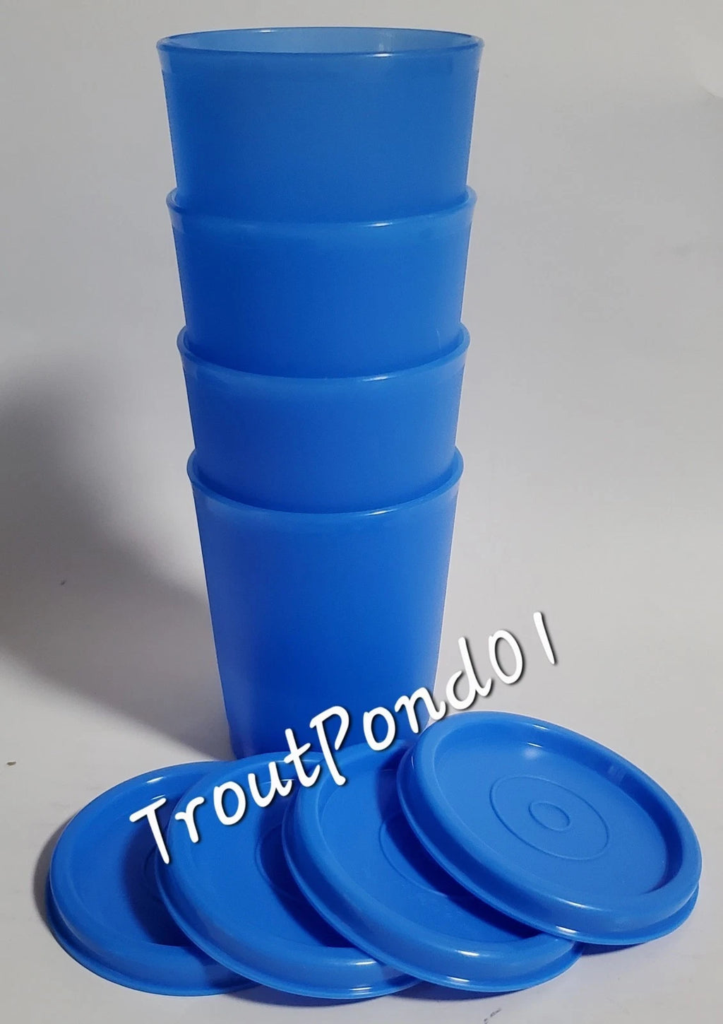 Tupperware Tumblers Small 6 oz Cups Vtg Style Textured Weighted Bottom Lids Blue | eBay