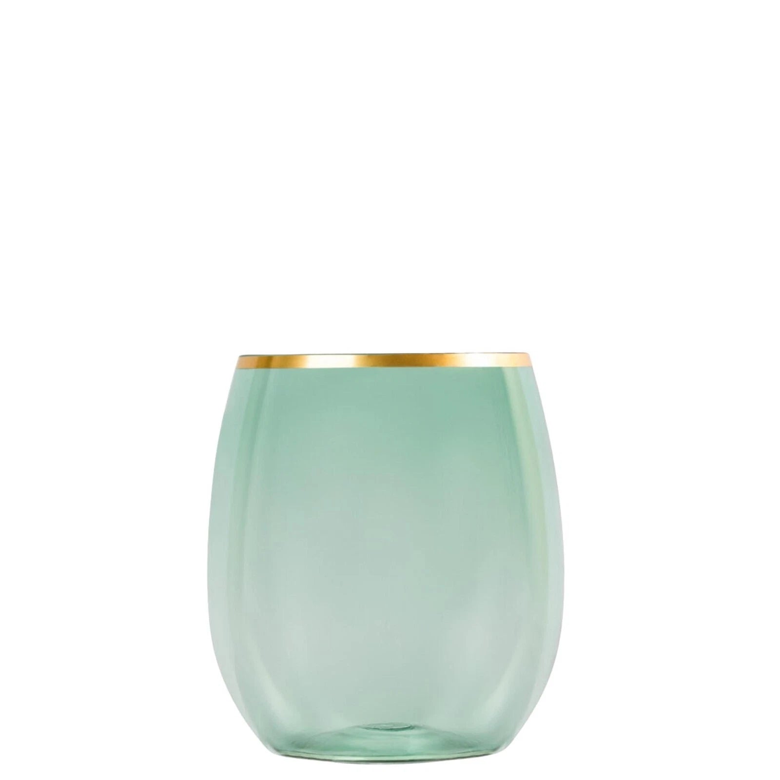 [12pcs] 12oz Fancy Plastic Green Wine Goblets Stemless Unbreakable with Gold Rim | eBay