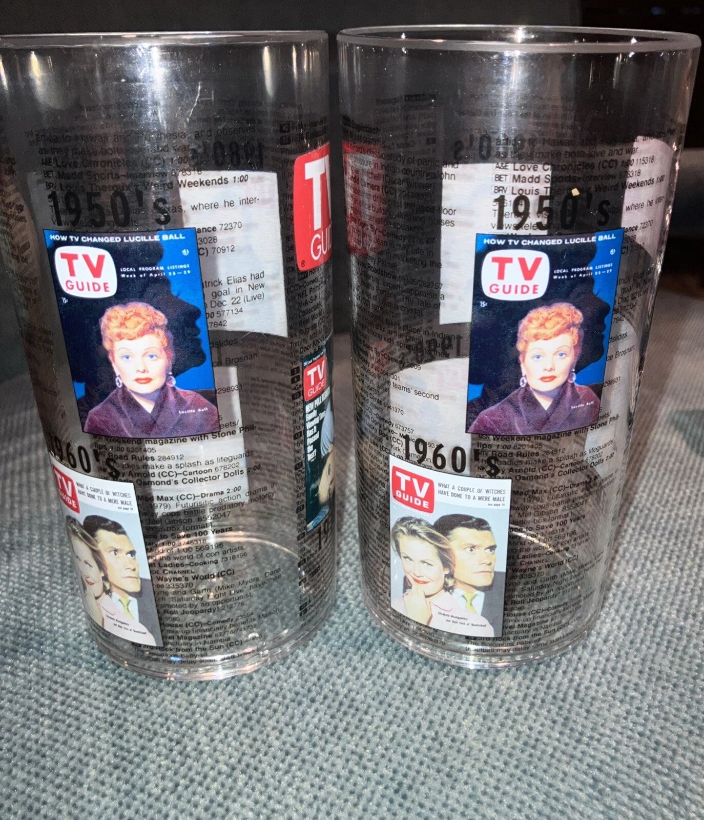 Two T V GUIDE PLASTIC DRINKING GLASSES FEAT. I LOVE LUCY TV GUIDE COVER + Clock | eBay