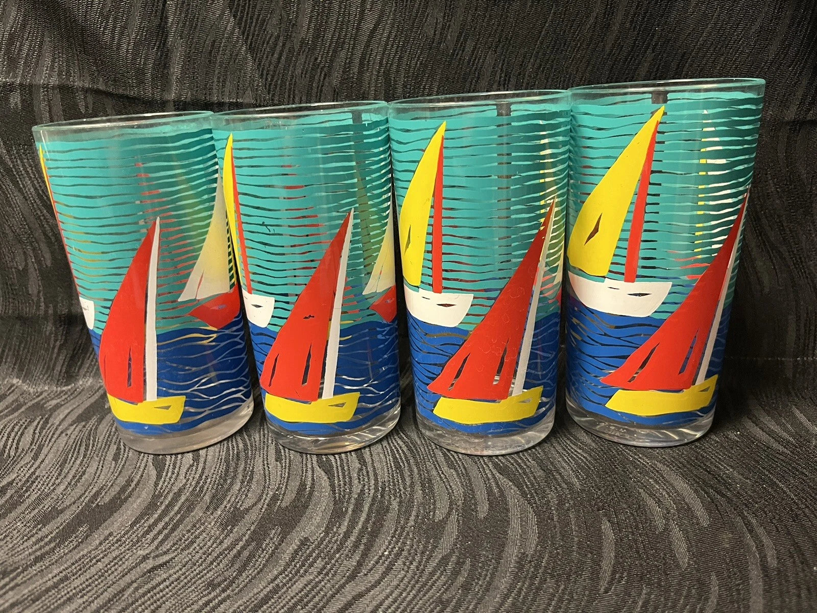 Vtg Set of ( 4 ) 16oz Gucki Stotter Acrylic Tumbler Glasses Sailboats 80s Ocean | eBay