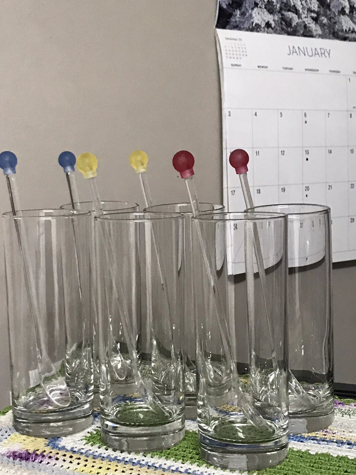 Set Of SIX (6) High Ball Drink Glasses 12 Oz 6.5”x2.5” With Spoons | eBay