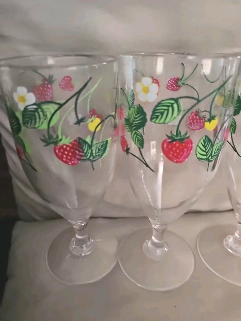 Hand Painted Strawberries Plastic Wine Goblets Set Of 4 | eBay