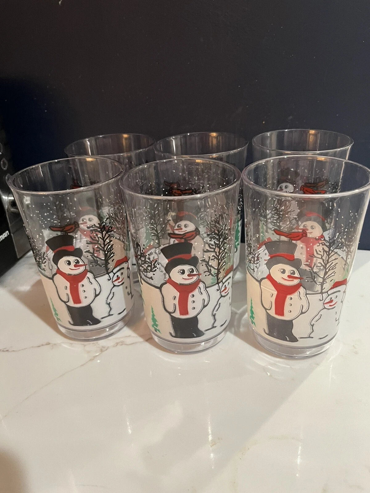 Christmas Cups Snowman Set Of 6, Lightly Used Christmas Drink ware | eBay