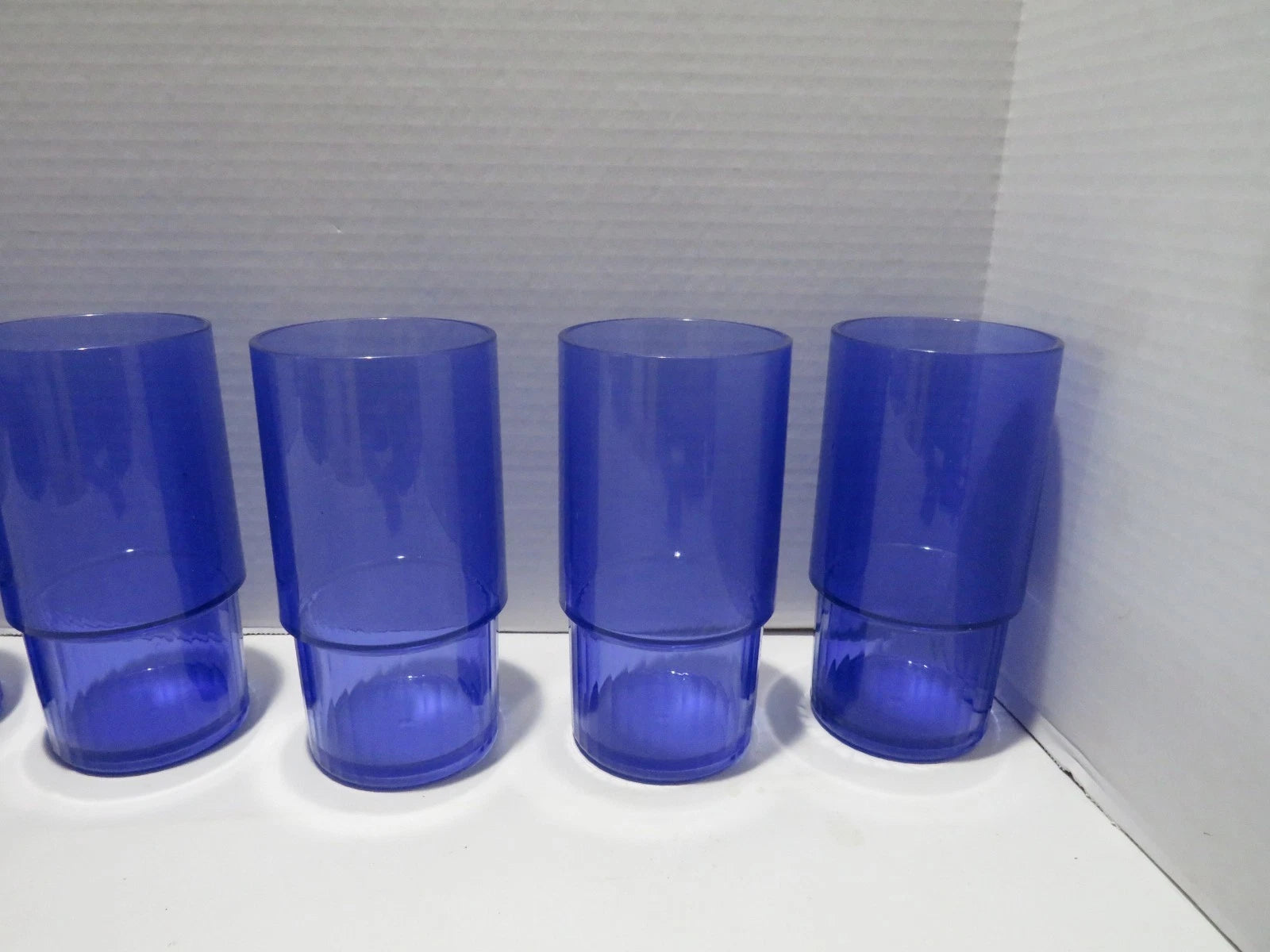 VTG TUPPERWARE 13 OZ TRENDY BLUE PLASTIC TUMBLERS SET OF 6 STACKING | eBay