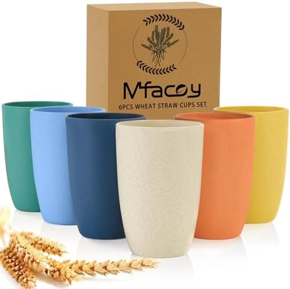 Mfacoy Wheat Straw Cups Set of 6, 12 oz Unbreakable Drinking, Reusable, Stackab | eBay