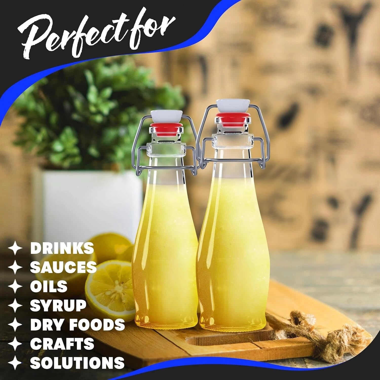 All-in-One 6 Pack Clear Glass Bottles with Airtight Lids & Personalization Kit | eBay