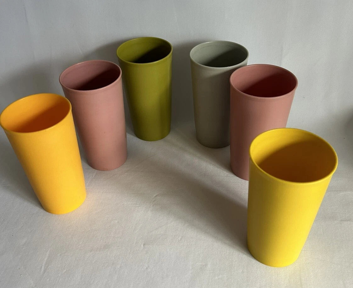Vintage Tupperware #873 Multi Color Drink Cups 12 Ounce Tumblers 5.5” H Lot Of 6 | eBay