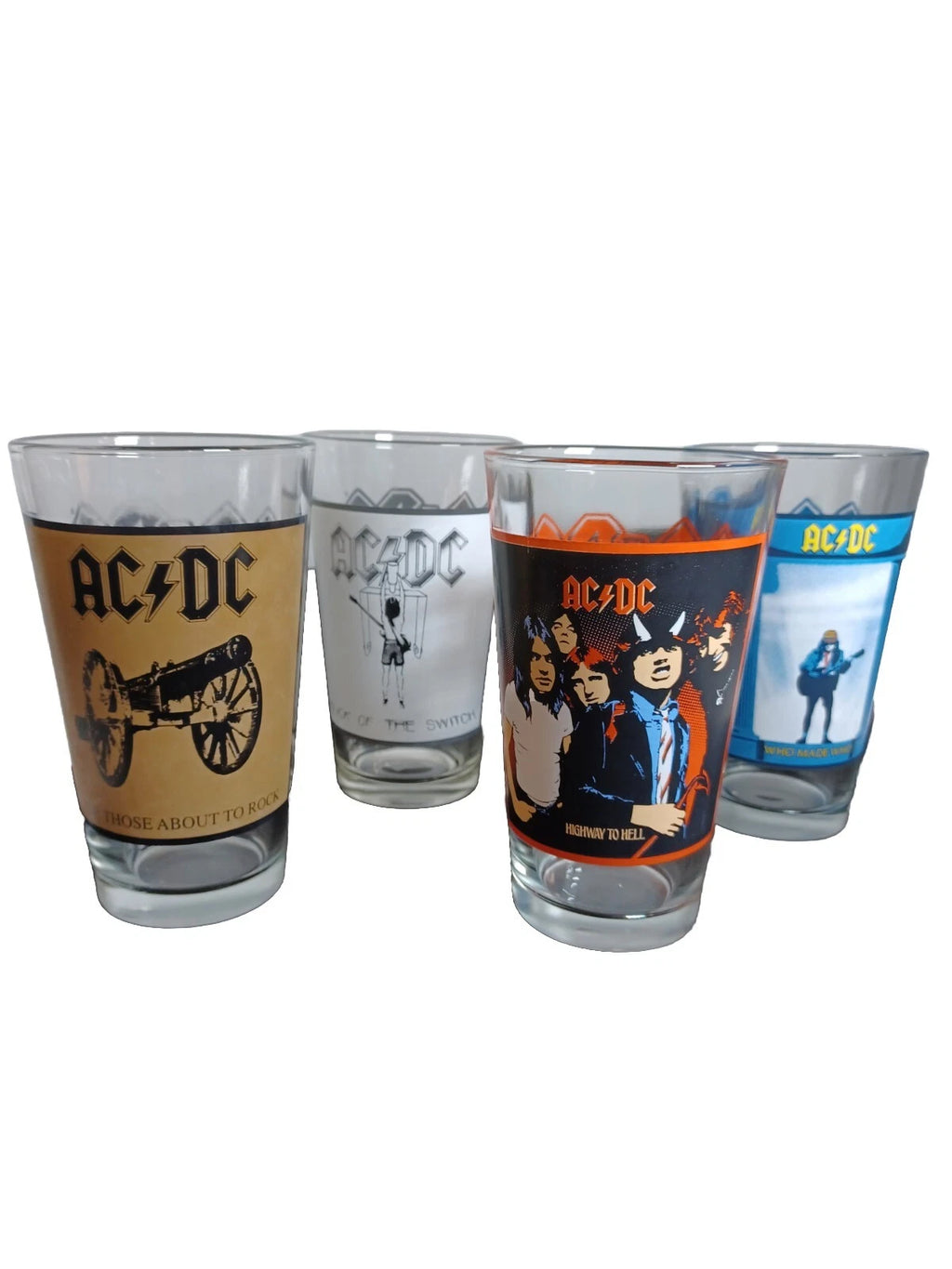 AC/DC Rock Pint Glasses Set Of 4-Who Made Who, Highway To Hell ,Flick, Hell | eBay