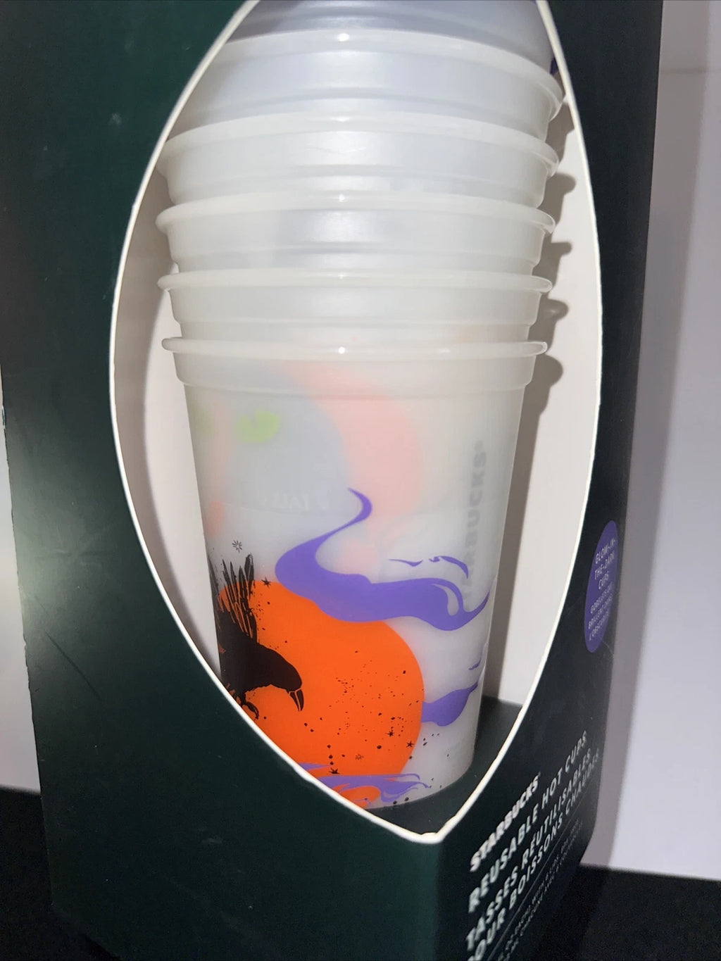 Starbucks Halloween 2022 Set of 6 Reusable Glow In The Dark Hot Cups NEW in Box | eBay