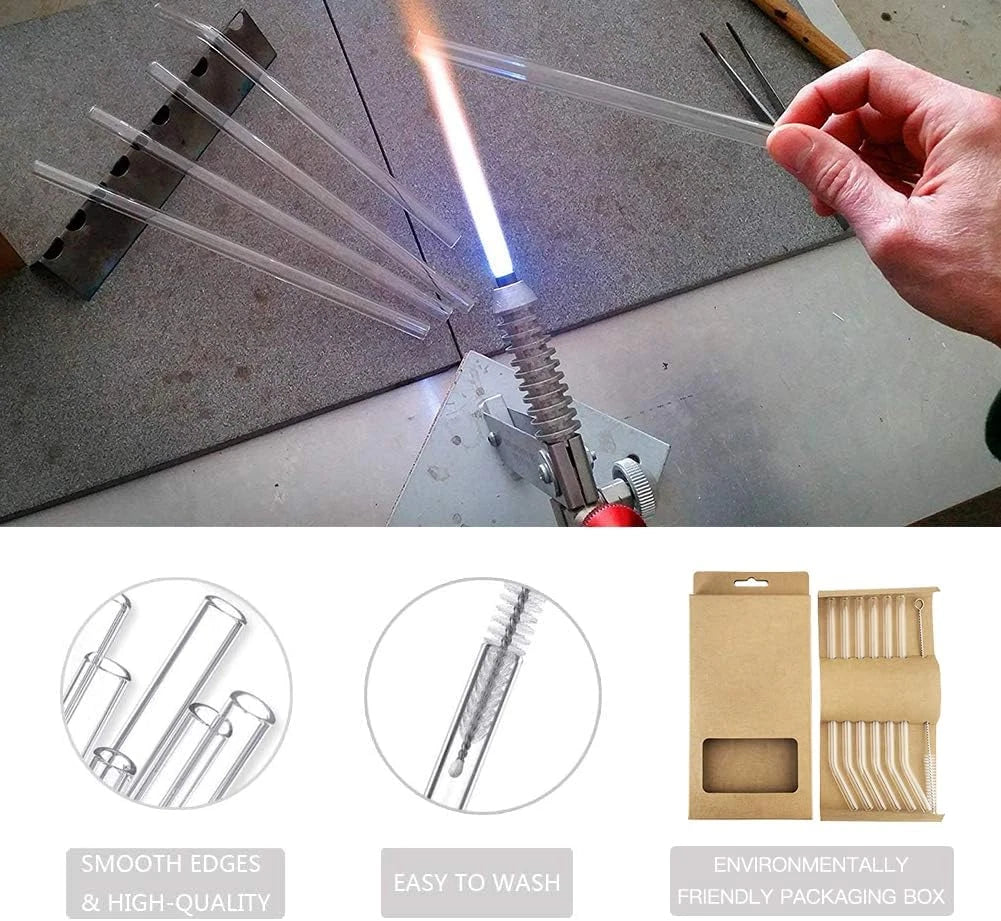 Glass Straws 6 Pack, Reusable Clear Drinking Straws-6 Bent Straws with 1 Clean B | eBay