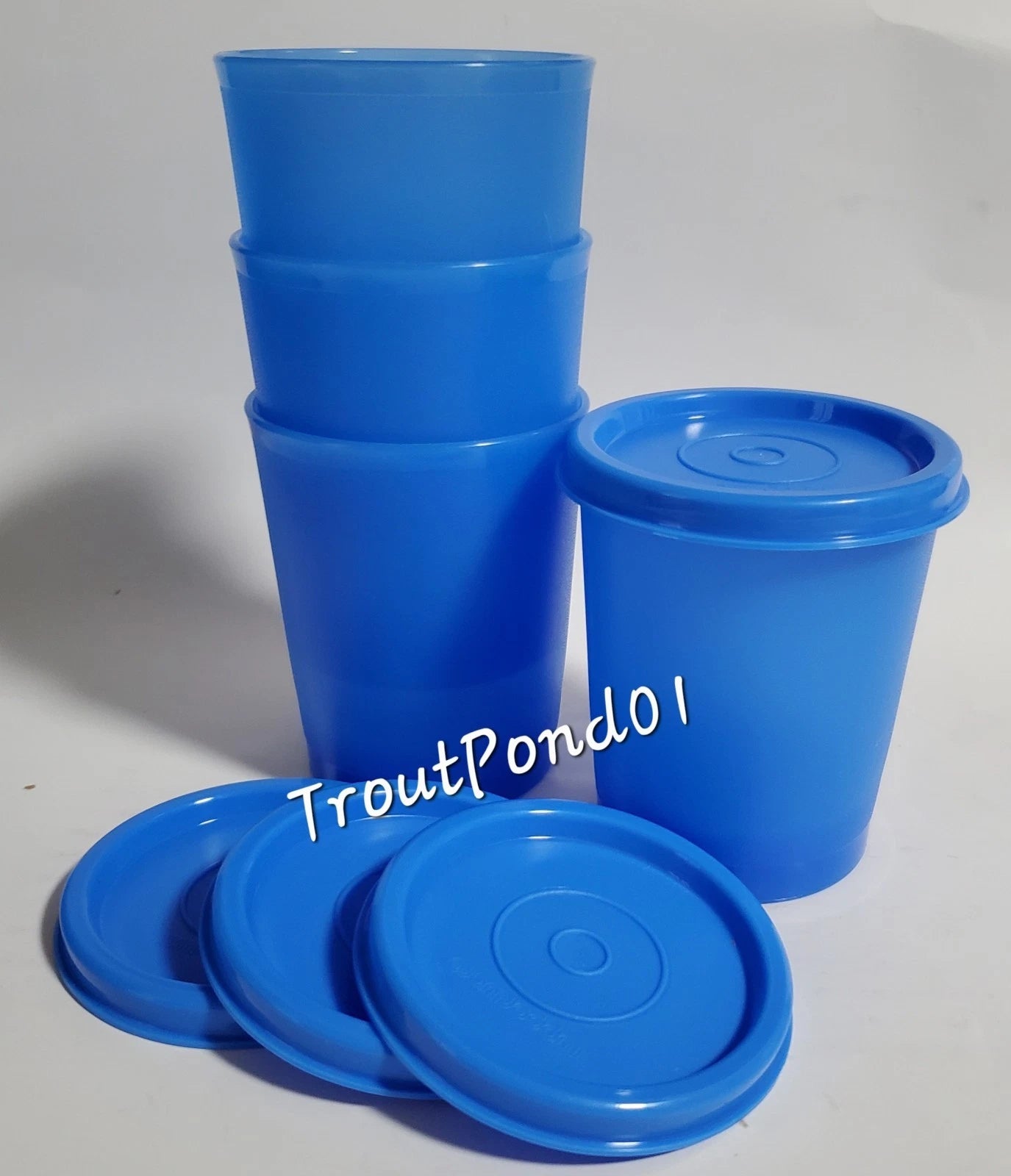 Tupperware Tumblers Small 6 oz Cups Vtg Style Textured Weighted Bottom Lids Blue | eBay