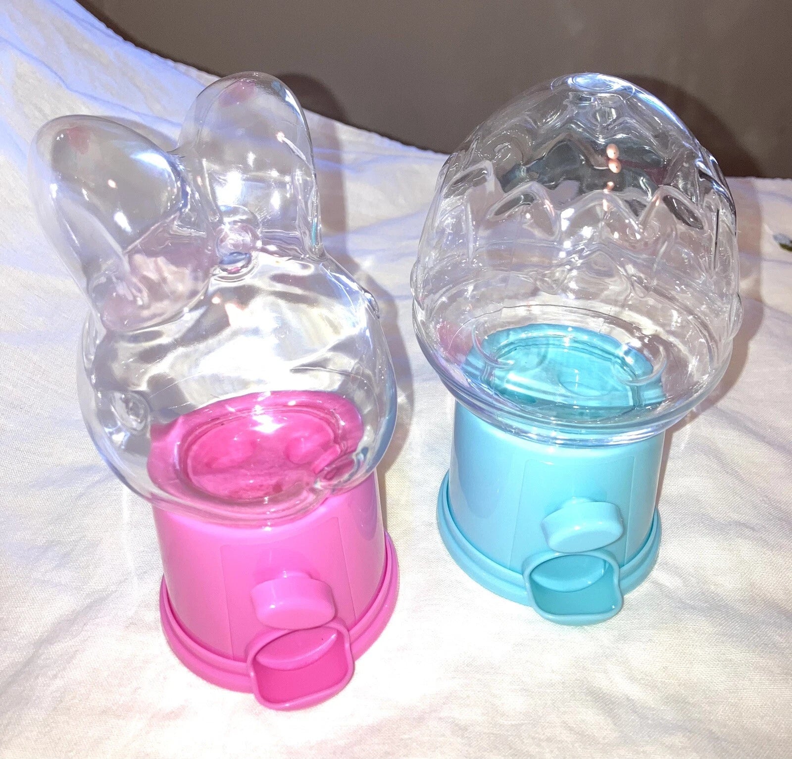 EASTER Set Of 2 Jellybean Candy Dispensers Bunny and Egg Shaped pink blue | eBay