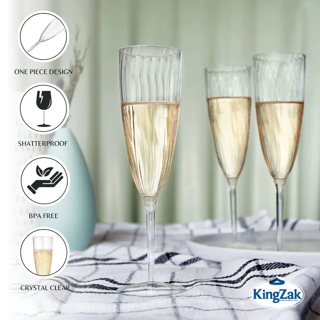 96 Count Premium 6 oz. Clear Plastic Champagne Flutes | Elegant Disposable | eBay