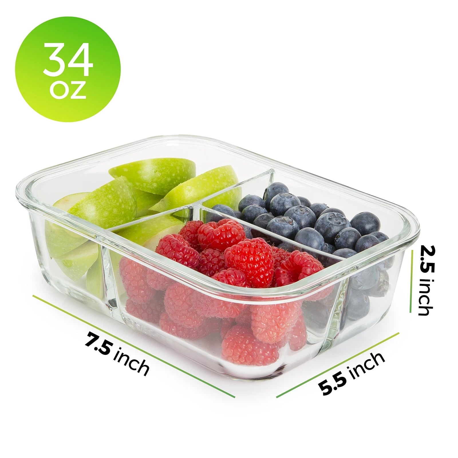 PrepNaturals 3 Pack 34 Oz Glass Meal Prep Containers - Dishwasher Microwave F... | eBay