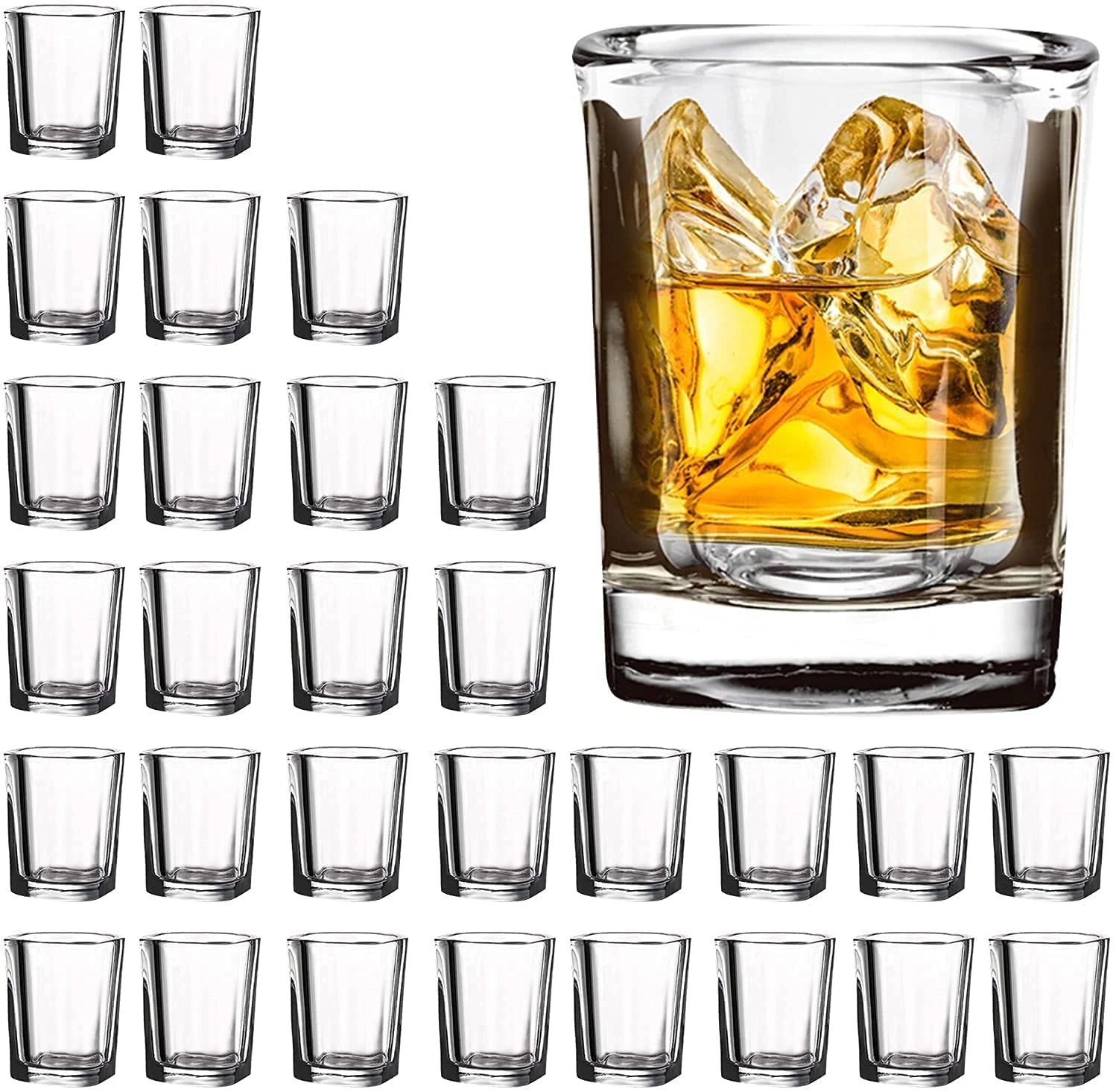 30 Pack Heavy Base Shot Glasses Bulk, 2.2 Oz Square Shot Glasses Set, Clear Espr | eBay