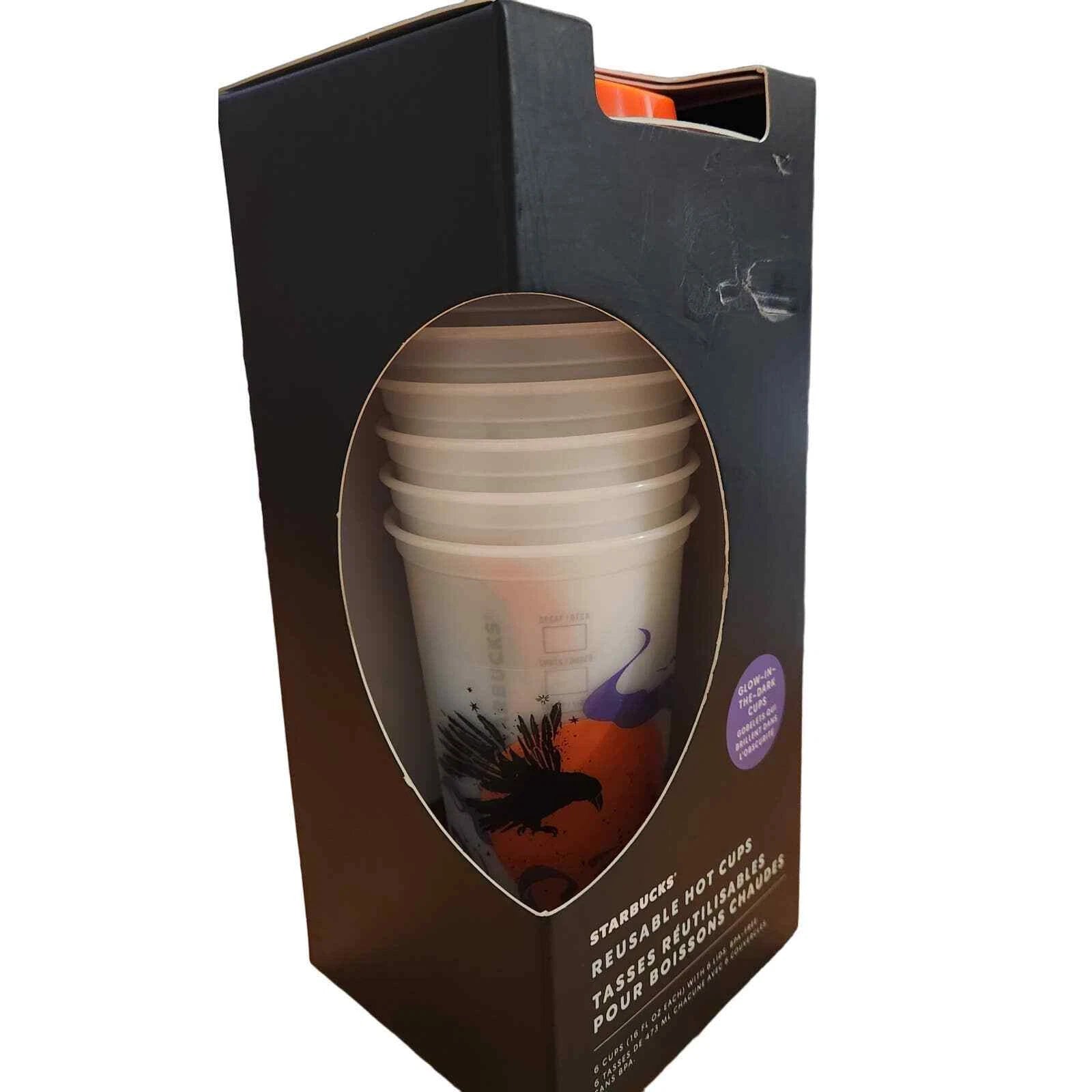 New Starbucks Halloween Reusable Hot Cups Glow-In-The-Dark Set of 6 | eBay
