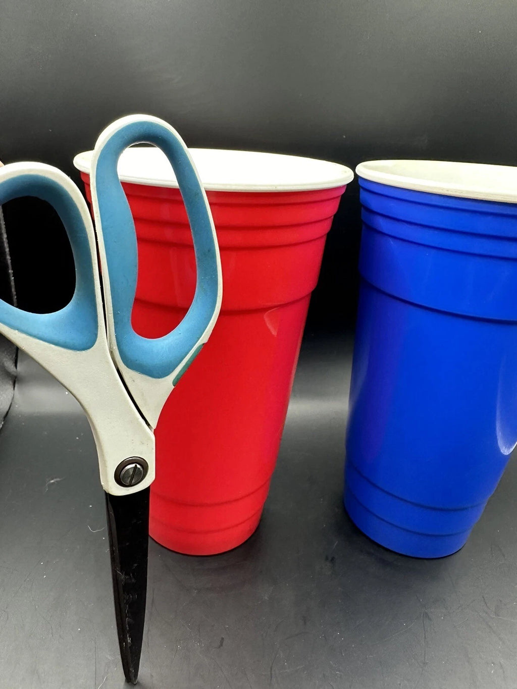 2 Hard Plastic 24 oz Blue Reusable Plastic Party Cups Red And Blue | eBay