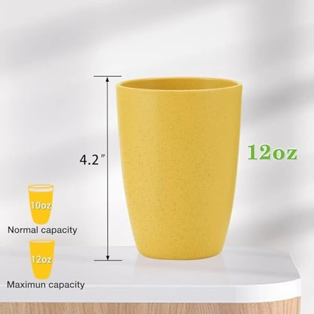 Mfacoy Wheat Straw Cups Set of 6, 12 oz Unbreakable Drinking, Reusable, Stackab | eBay