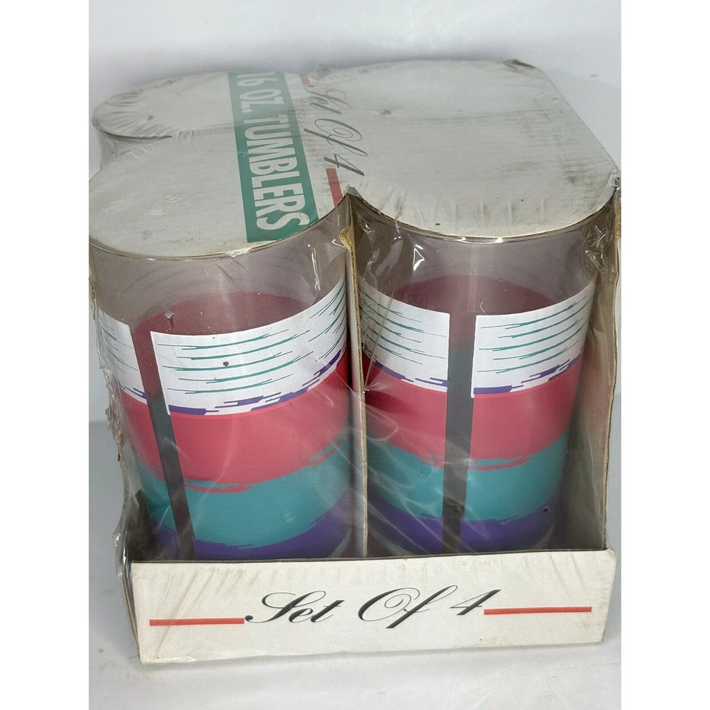 NWT Vintage Summer Set of 4 Hi-Ball Tumblers 16 oz Retro Acrylic Cup 90s? | eBay