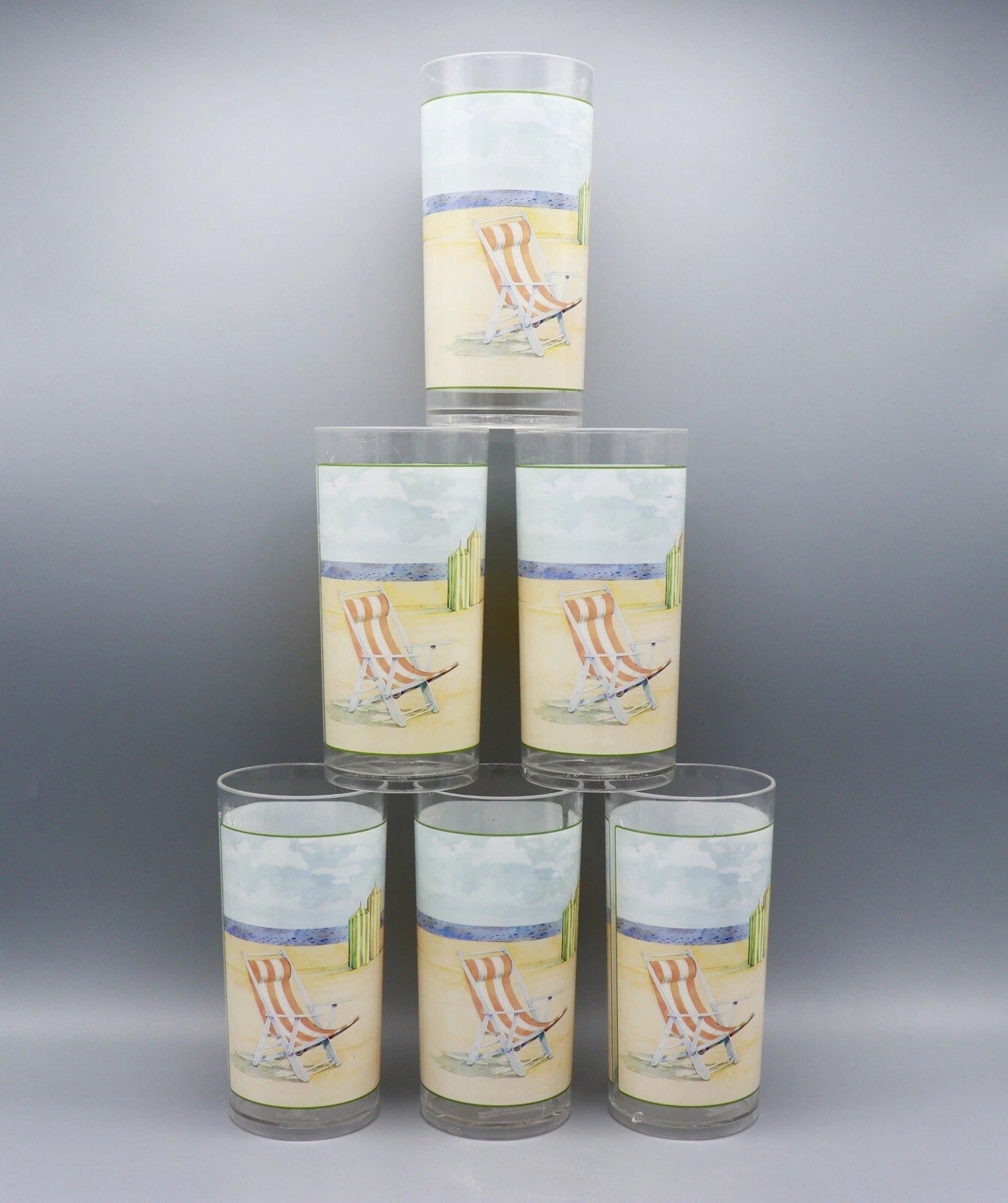 6 Sakura Evolution Plastic 6.25" Tumblers Paul Brent Seaside Oceanside Beach | eBay