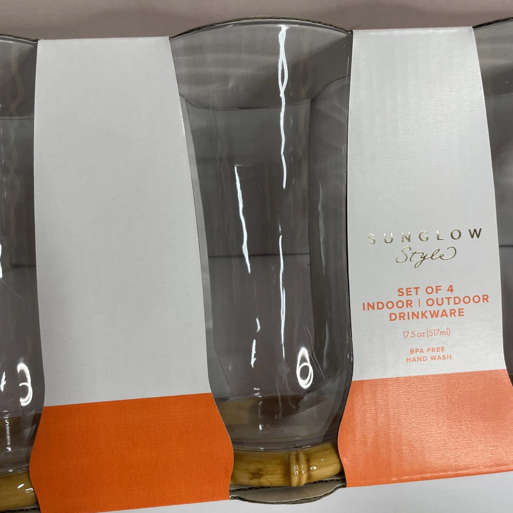 Sunglow Style Set Of 4 Indoor Outdoor Glasses Cups Bamboo 20 Oz NIB | eBay