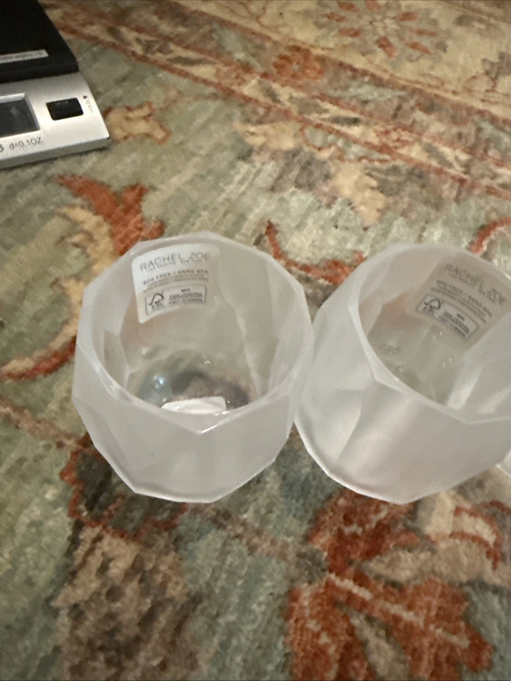 🤍New RACHEL ZOE x4 Frosted Clear Acrylic Faceted Tumbler Drink Glasses4” Tall | eBay