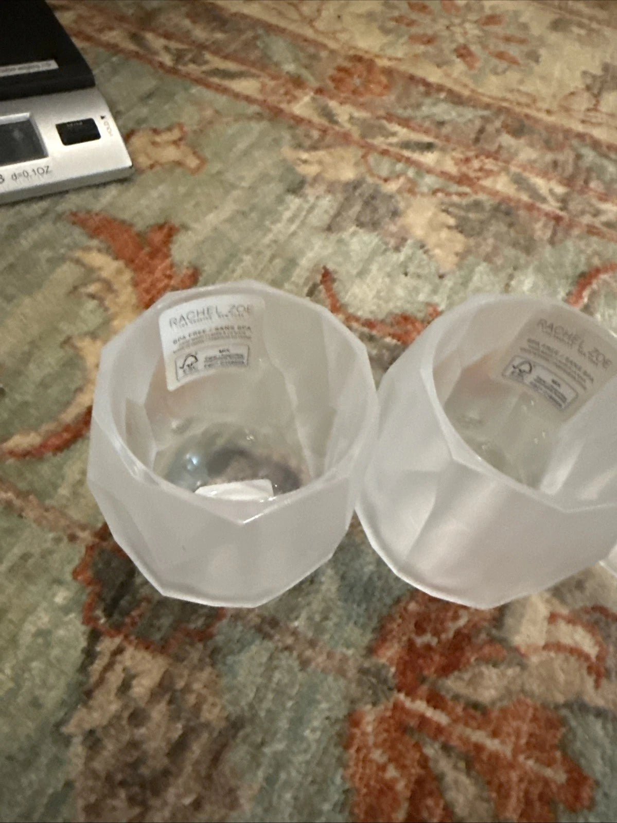 🤍New RACHEL ZOE x4 Frosted Clear Acrylic Faceted Tumbler Drink Glasses4” Tall | eBay