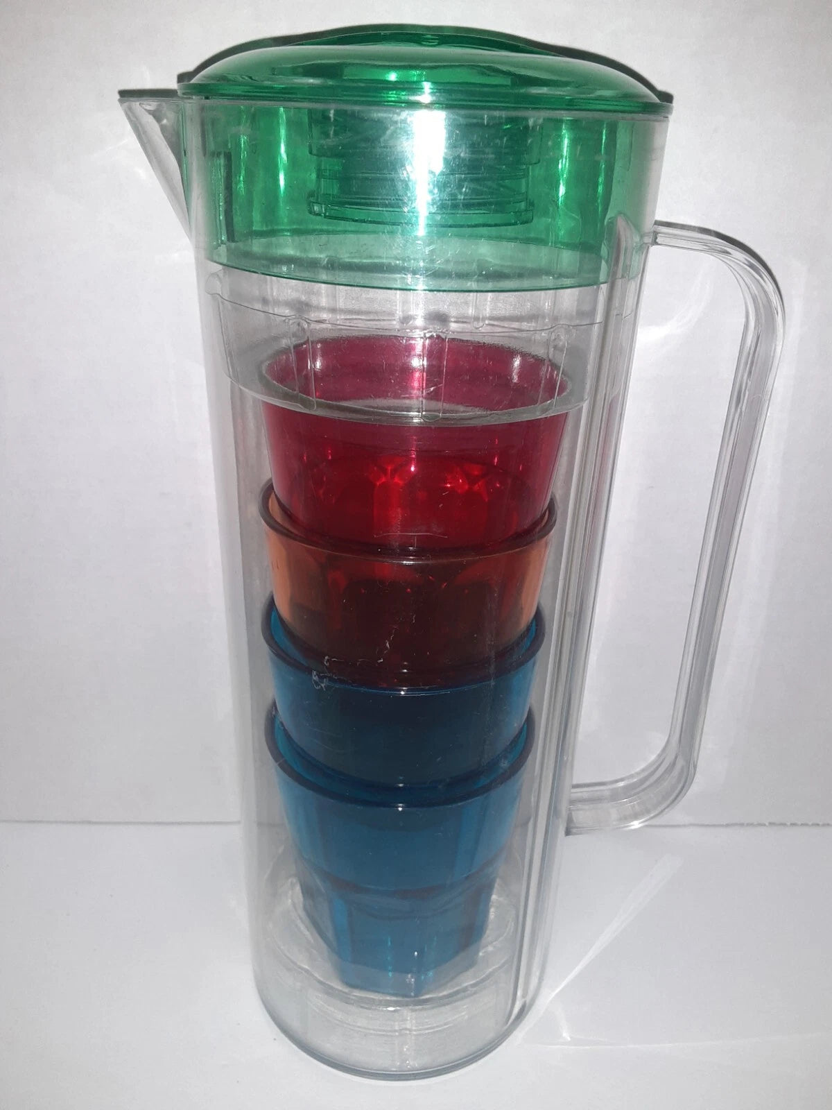 True Living 2 Qt Pitcher W/Lid & 4-8oz Cups Multi Colored Plastic Set NEW | eBay